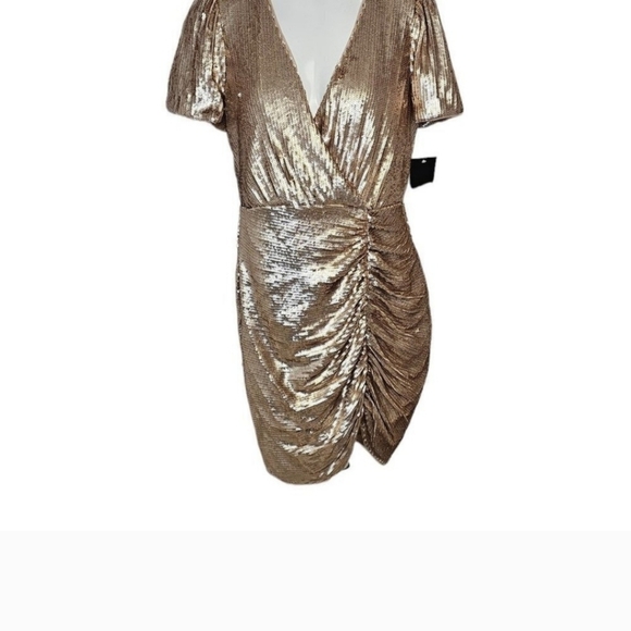 AIDAN Champagne Sequin Mini Dress - Picture 5 of 6